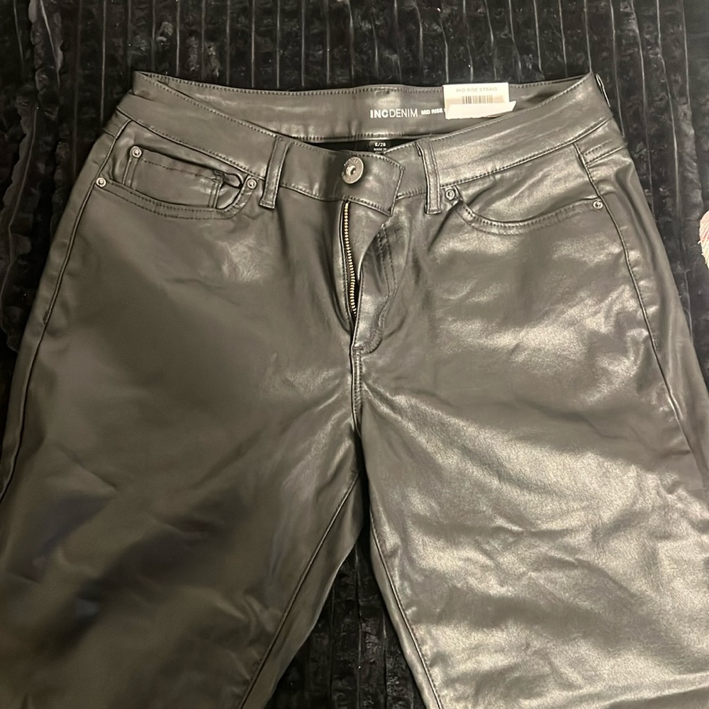 INC DENIM NWT BLACK COATED PANTS